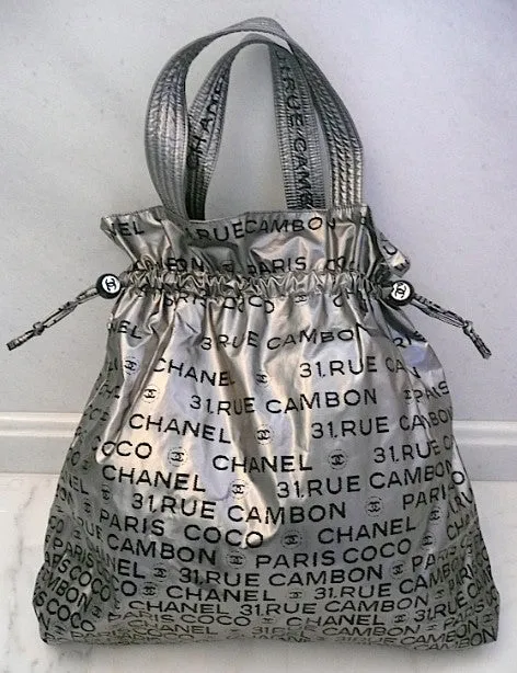 Authentic Chanel Modern ‘Unlimited’ Logo Silver Maxi Tote