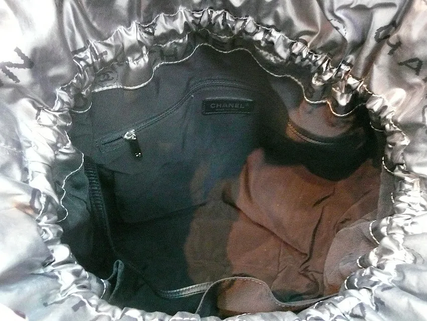Authentic Chanel Modern ‘Unlimited’ Logo Silver Maxi Tote