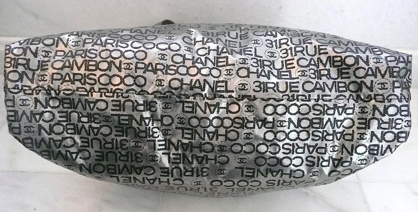Authentic Chanel Modern ‘Unlimited’ Logo Silver Maxi Tote