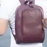 'baker' Burgundy Leather Double Zip Laptop Backpack