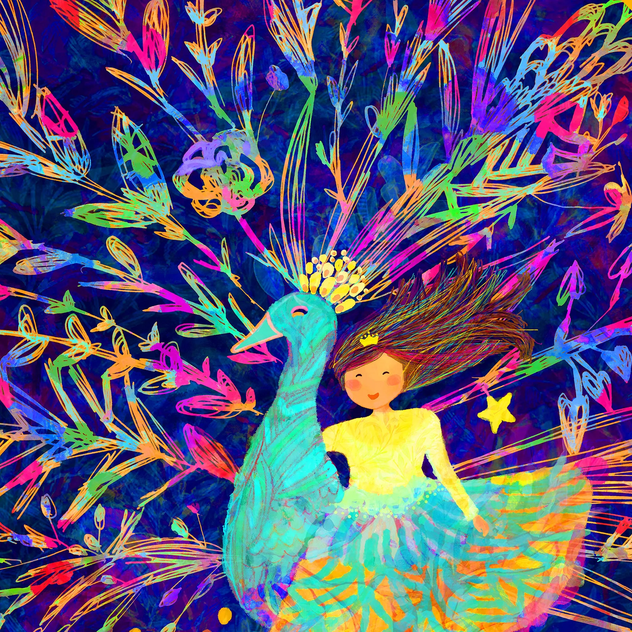 Bibsisita Clutch Bag- The Peacock And The Little Princess