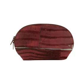 Big Round Zip Pouch Raw Leather Burgundy