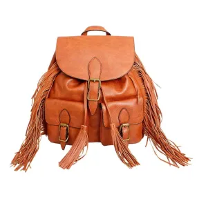 Brown Soft Grain Vegan Faux Leather Women’s Backpack