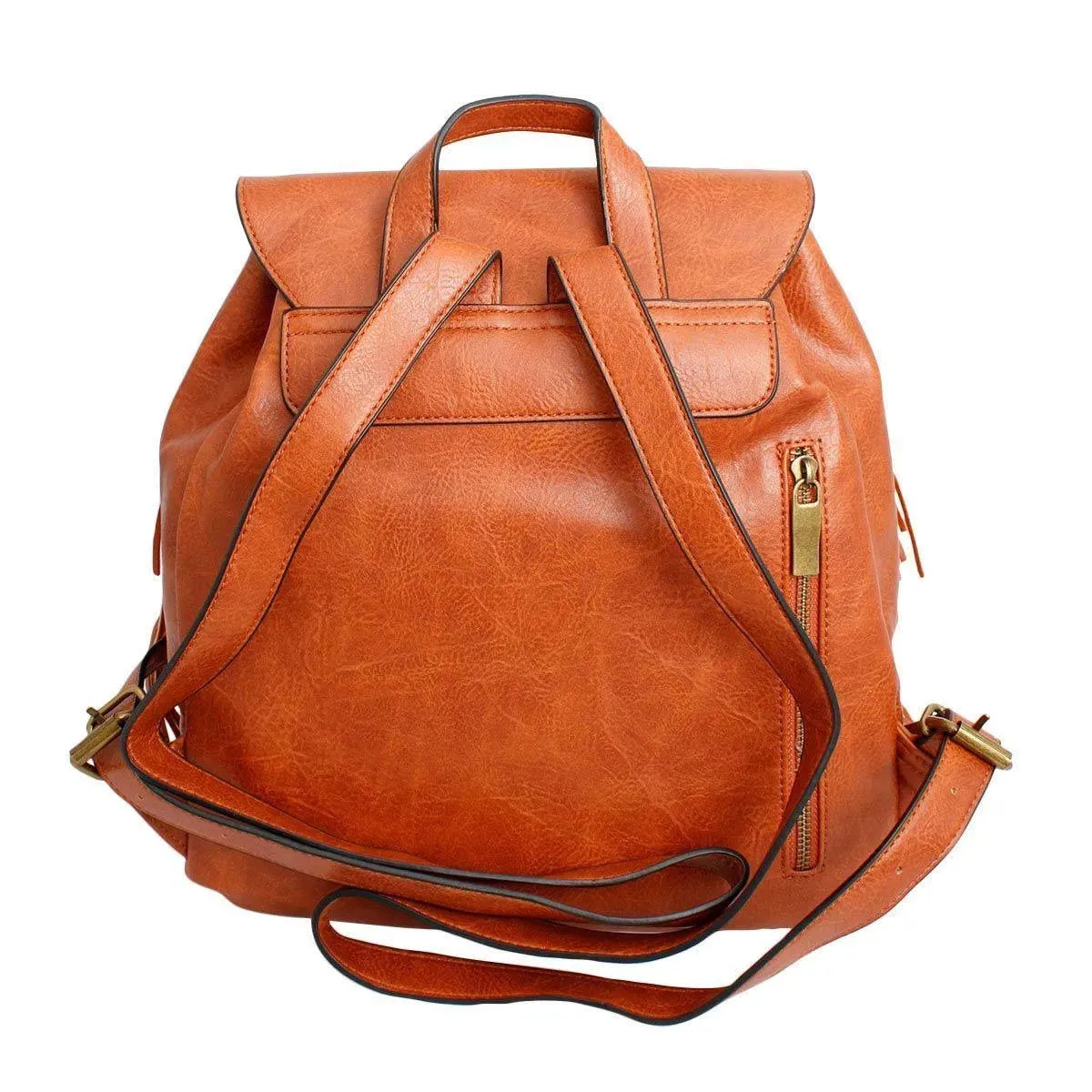 Brown Soft Grain Vegan Faux Leather Women’s Backpack