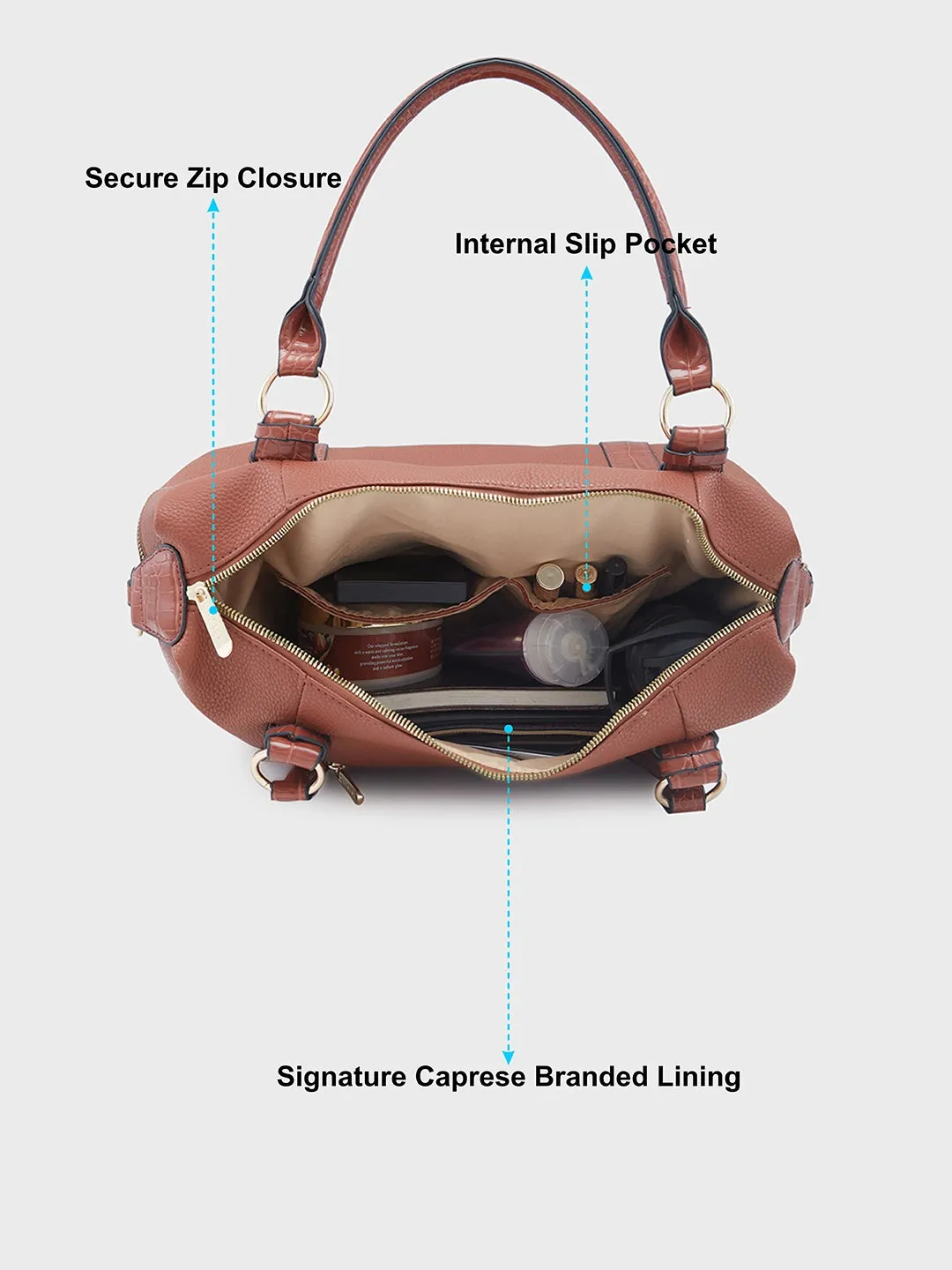 Caprese Nicole Satchel XL Tan