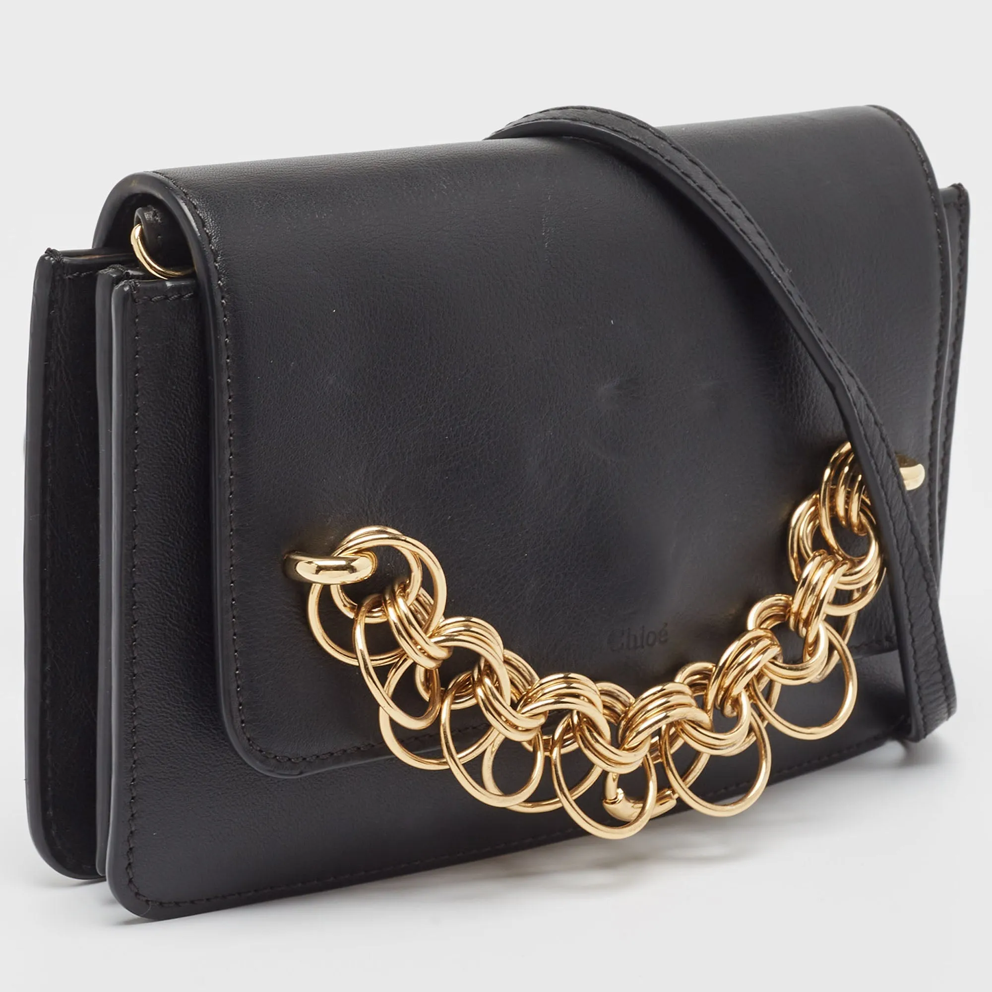 Chloe  Leather Drew Bijou Clutch