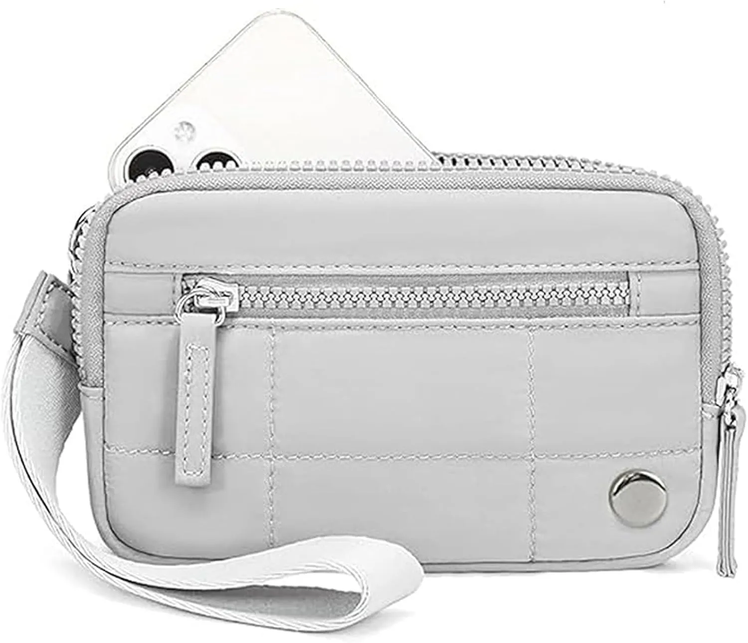 Convely Essential Wristlet, Wristlet Wallets for Women with 3 Zipper Purse, Nylon Quilted Wallet, Small Wristlet Pouch