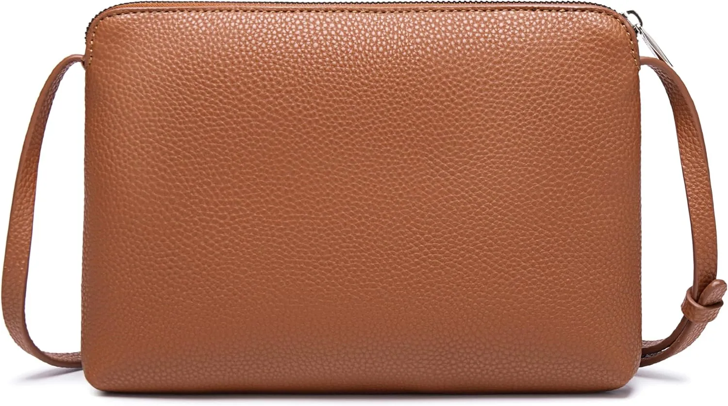David Jones - Women's Shoulder Bag - Small Flat Handbag PU Leather - Bag Classic Elegant Bag Travel Shopping Mobile Phone Case Work Clutch Party, Cognac-brown, Unit size, Elegant