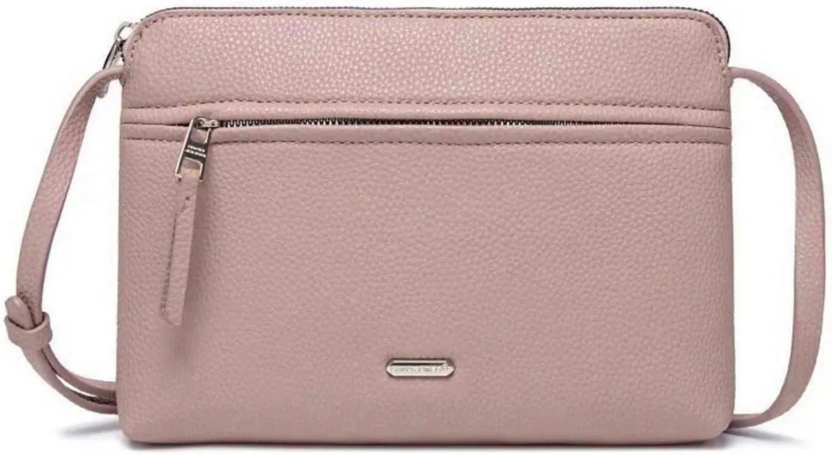 David Jones - Women's Shoulder Bag - Small Flat Handbag PU Leather - Bag Classic Elegant Bag Travel Shopping Mobile Phone Case Work Clutch Party, pink, Elegant