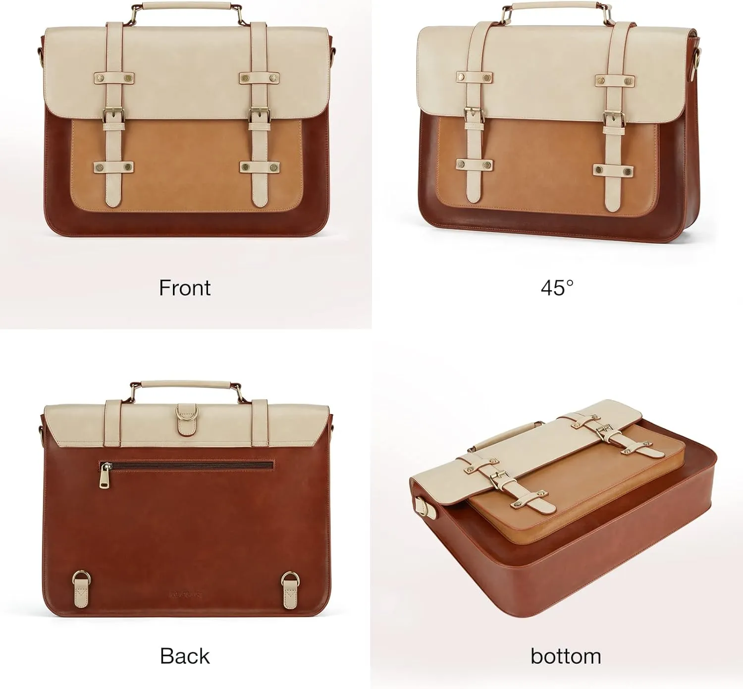 ECOSUSI Laptop Bag for Women Vegan Leather Messenger Bag Fashion Briefcase Backpack 15.6 inch Computer Satchel Bag