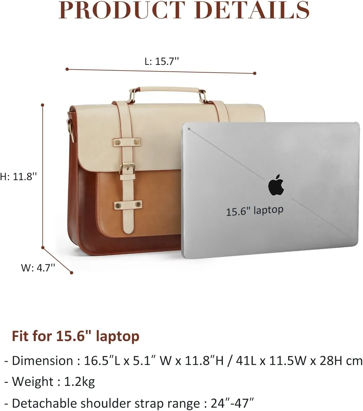 ECOSUSI Laptop Bag for Women Vegan Leather Messenger Bag Fashion Briefcase Backpack 15.6 inch Computer Satchel Bag