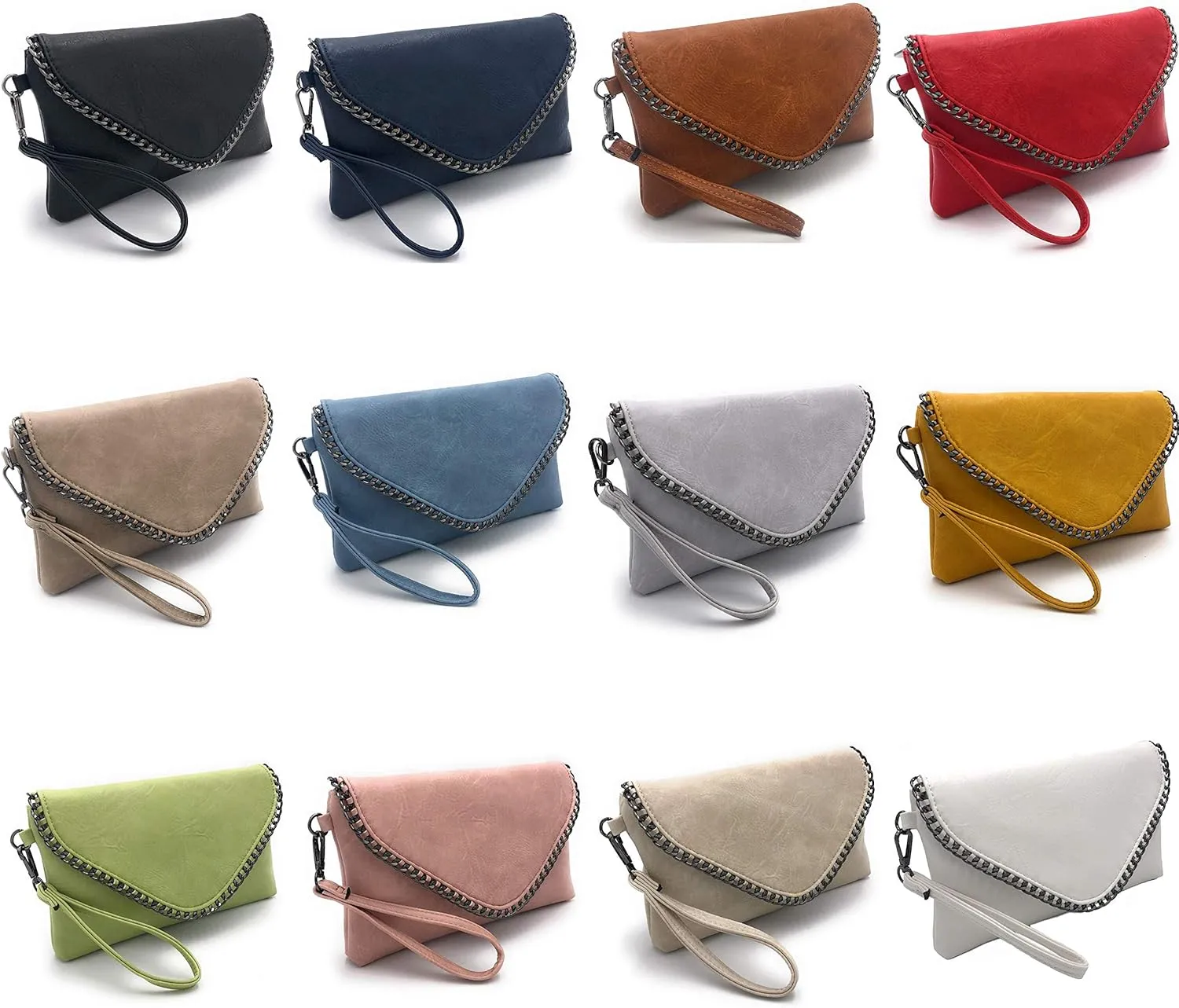 ELIOX - Elegant Women's Clutch Bag with Chain and Shoulder Strap Made of Soft Faux Leather - Small Evening Clutch Bag Girl Handbag Elegant Bags Ceremony Wedding