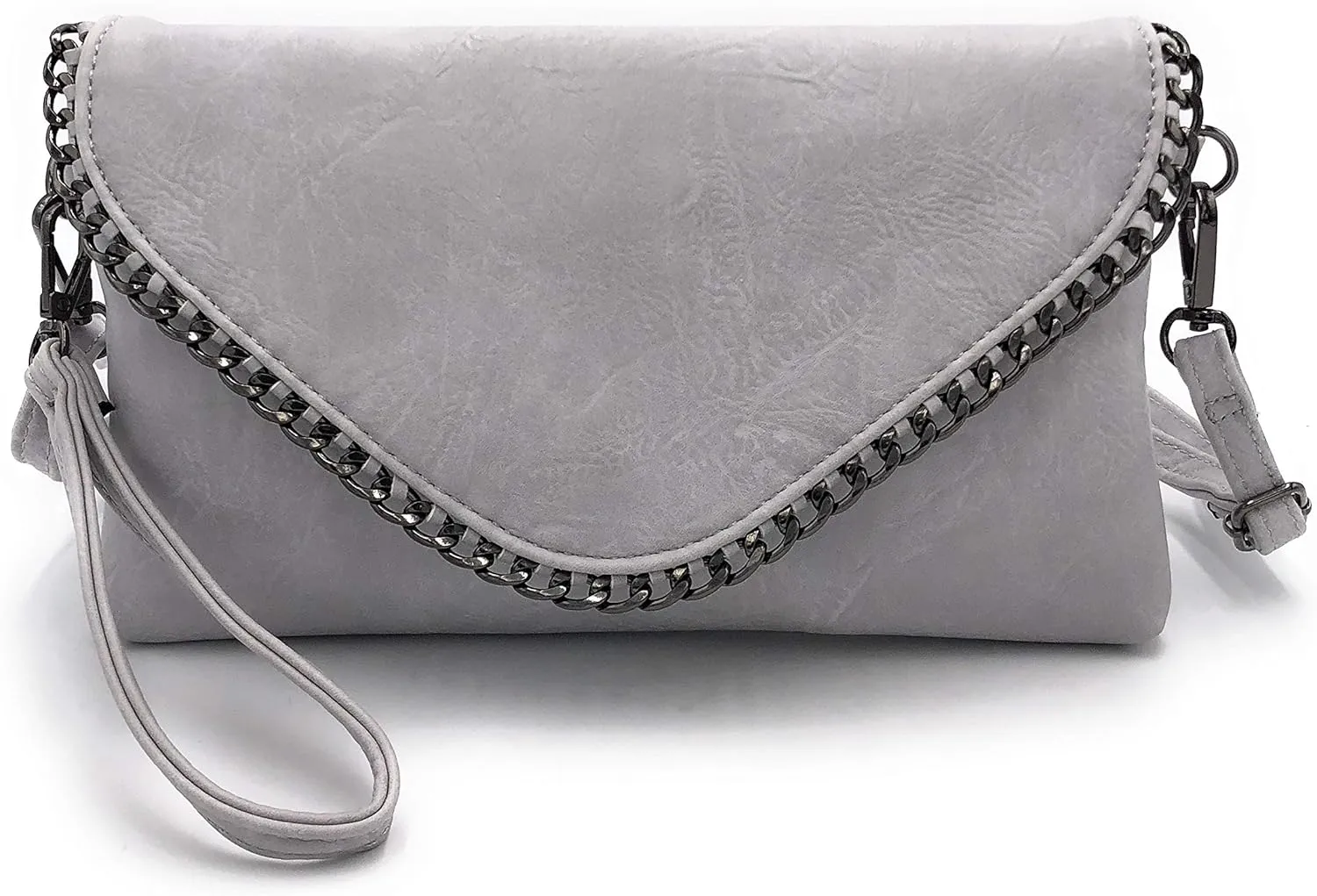 ELIOX - Elegant Women's Clutch Bag with Chain and Shoulder Strap Made of Soft Faux Leather - Small Evening Clutch Bag Girl Handbag Elegant Bags Ceremony Wedding
