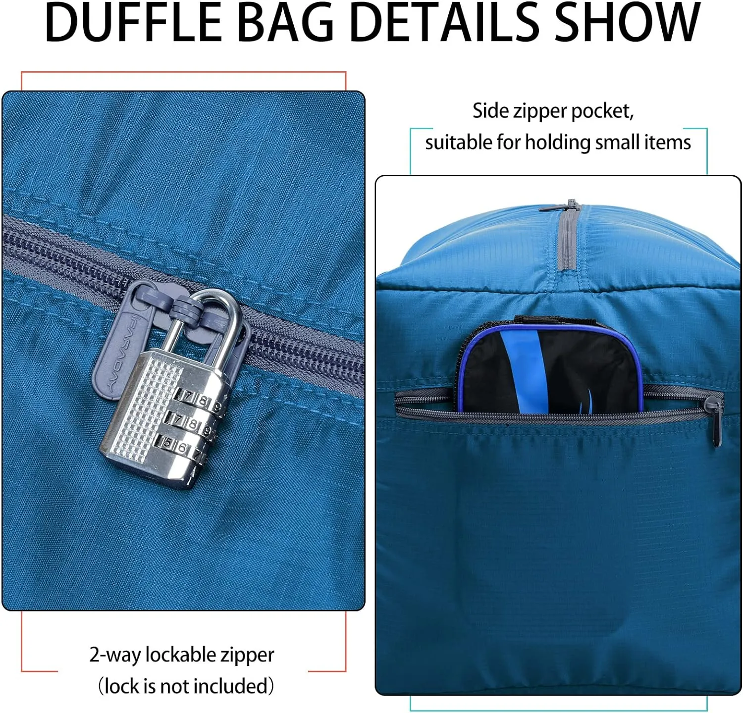 Foldable Duffel Bag 30" / 75L Lightweight with Water Rresistant for Travel-Blue