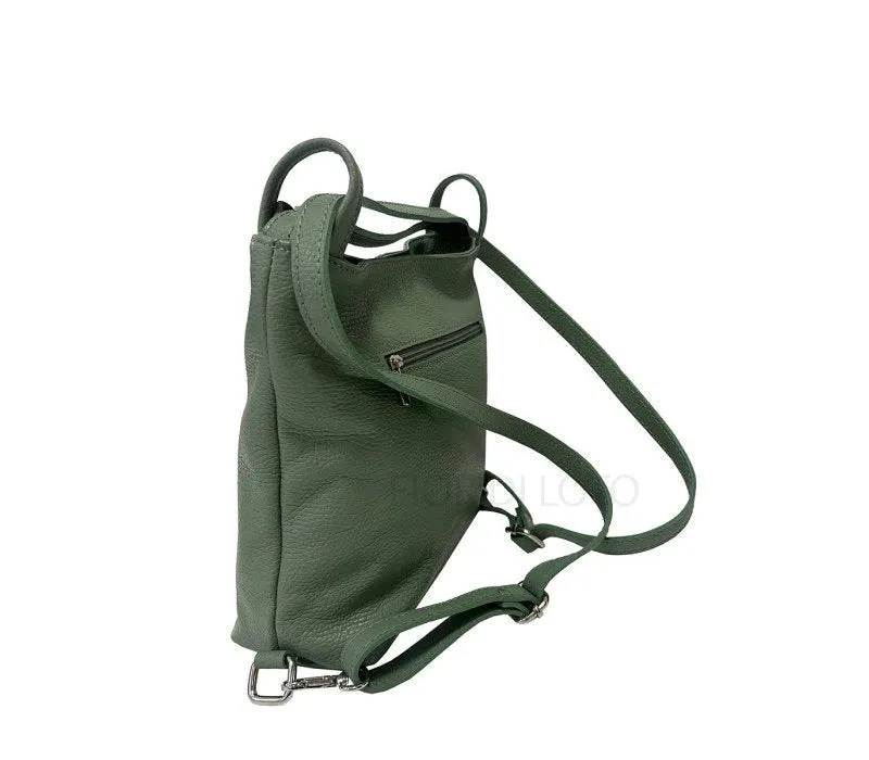 Italian Leather Convertible Shoulder Bag Backpack