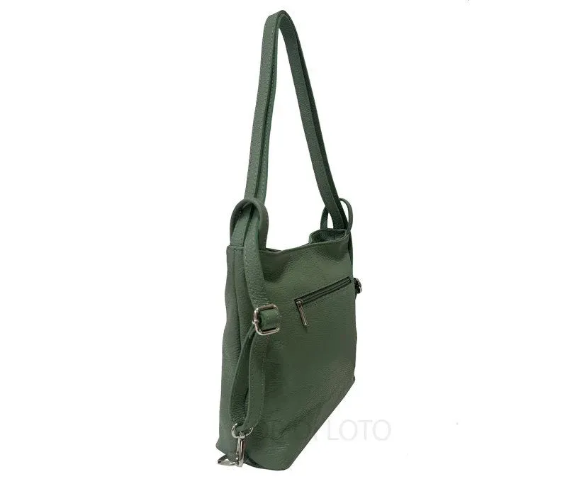 Italian Leather Convertible Shoulder Bag Backpack