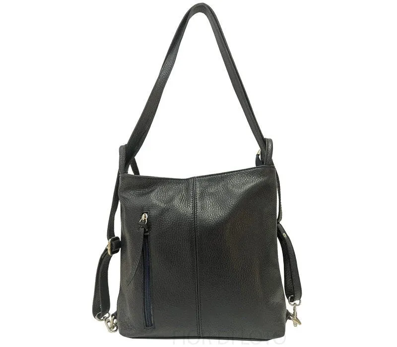 Italian Leather Convertible Shoulder Bag Backpack