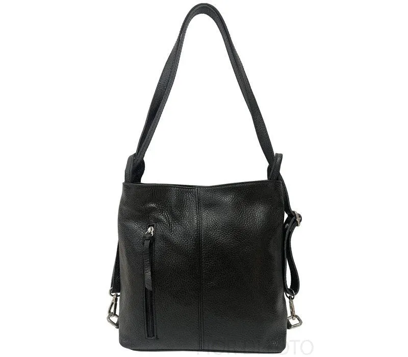 Italian Leather Convertible Shoulder Bag Backpack