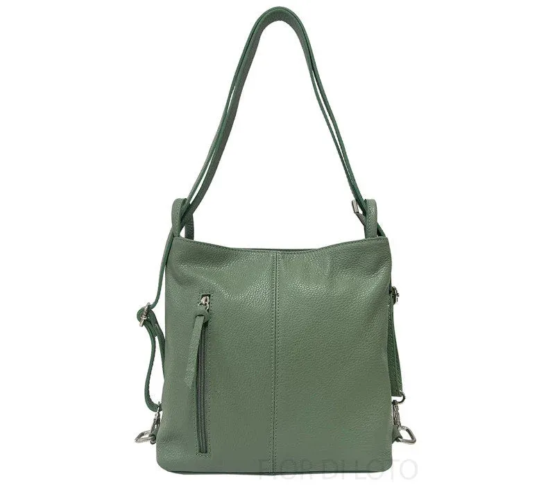 Italian Leather Convertible Shoulder Bag Backpack