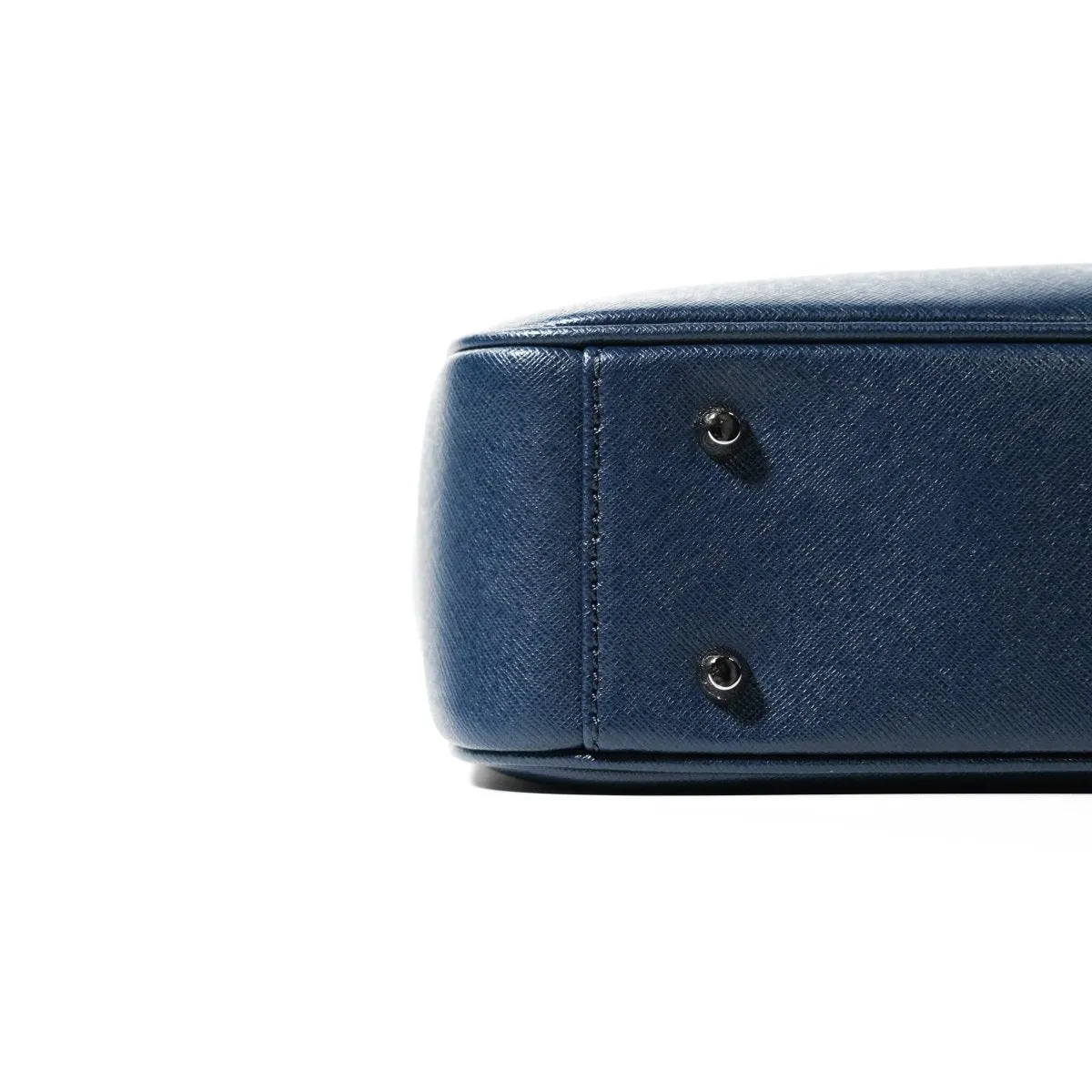 Italian Saffiano Leather Briefcase- Navy (Front-zip)