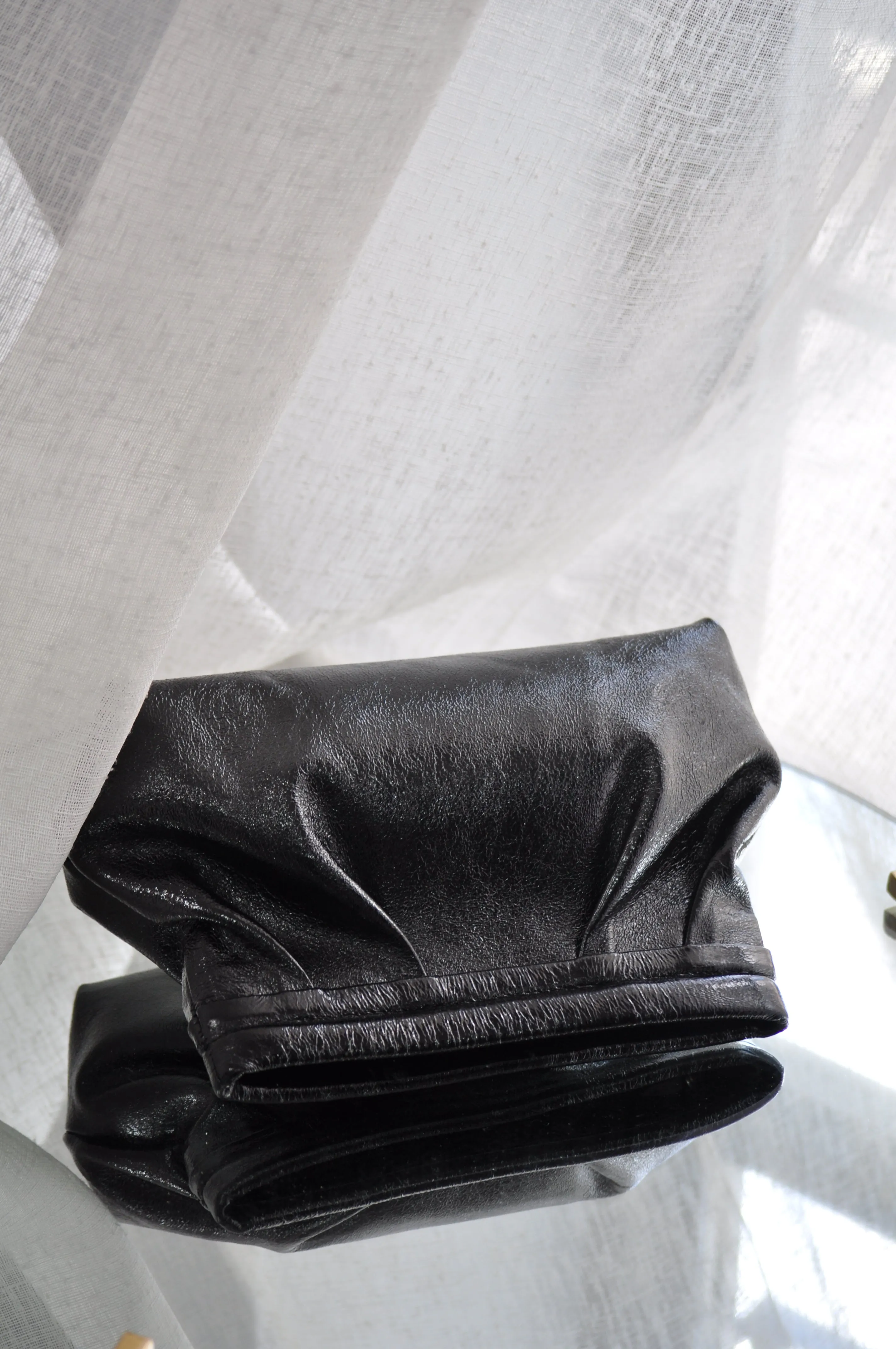 Kiss Leather  Pouch - Black Metallic
