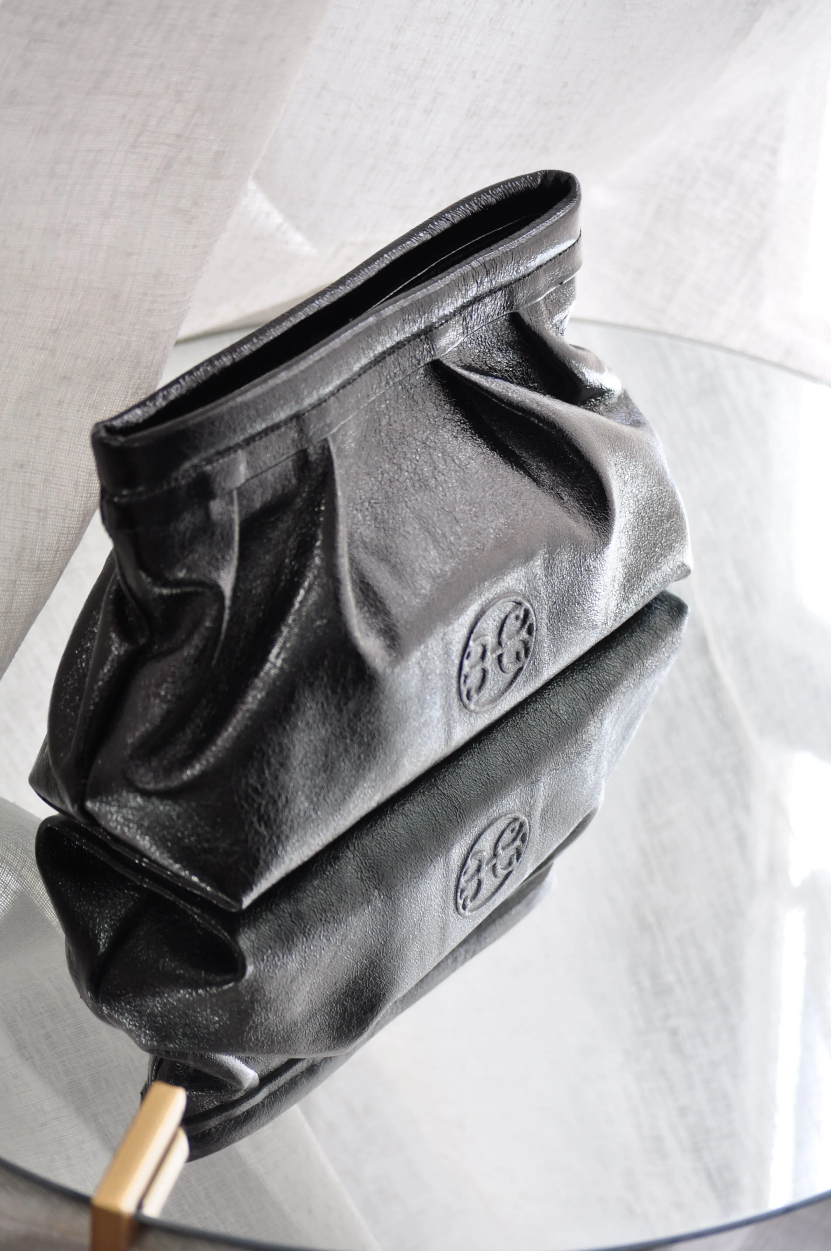 Kiss Leather  Pouch - Black Metallic