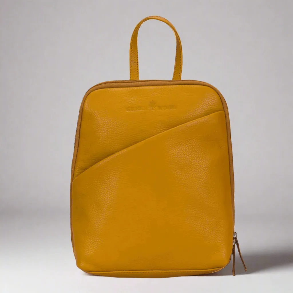 Leather Women's Backpack Claire - Yellow