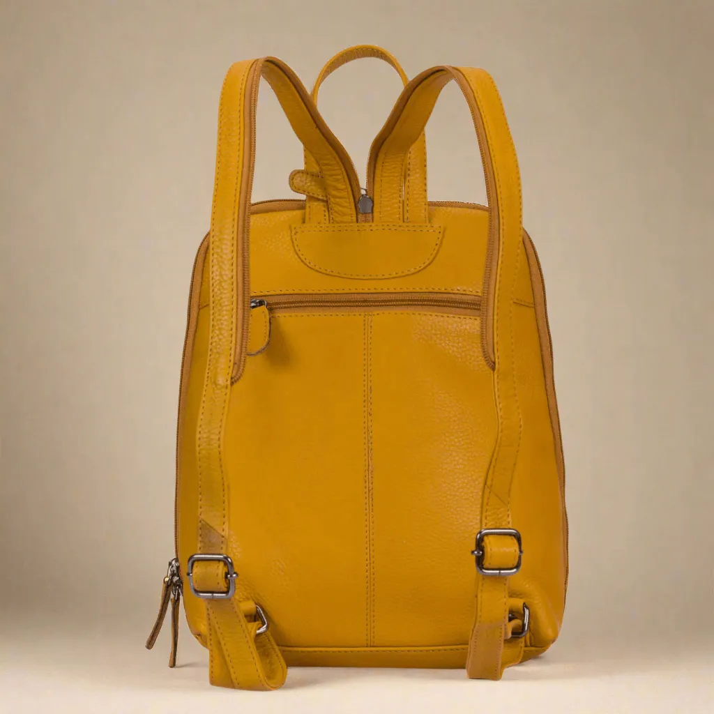 Leather Women's Backpack Claire - Yellow