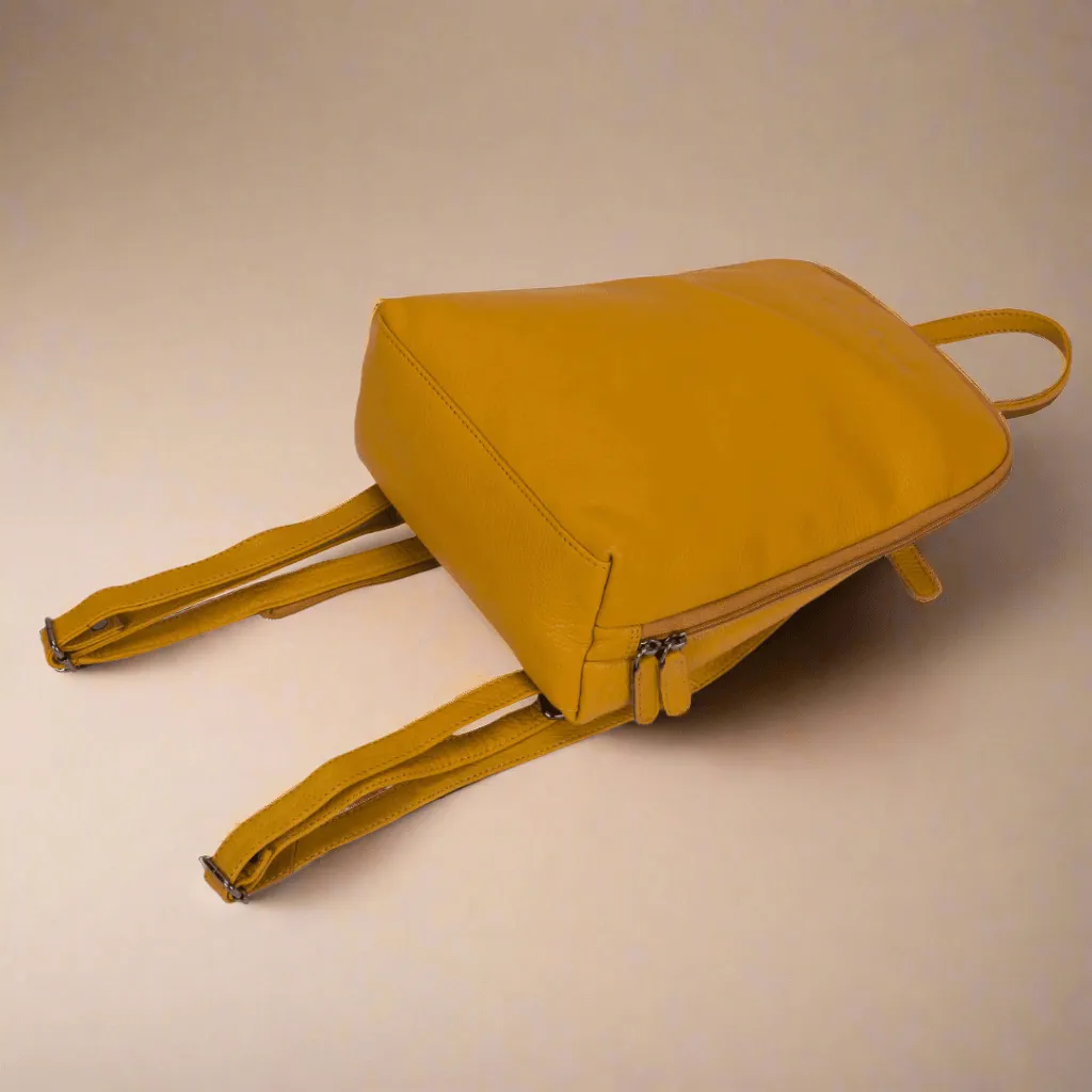 Leather Women's Backpack Claire - Yellow
