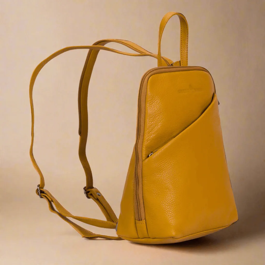 Leather Women's Backpack Claire - Yellow