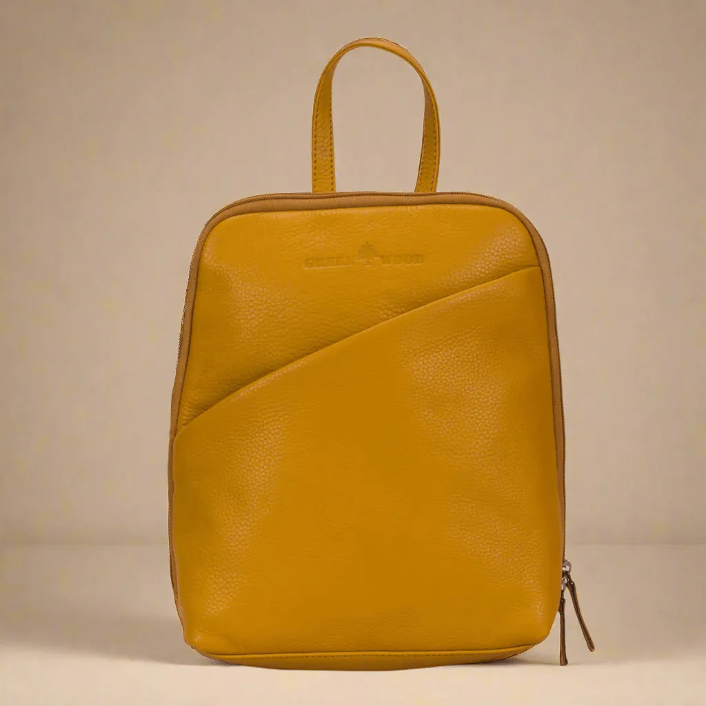 Leather Women's Backpack Claire - Yellow
