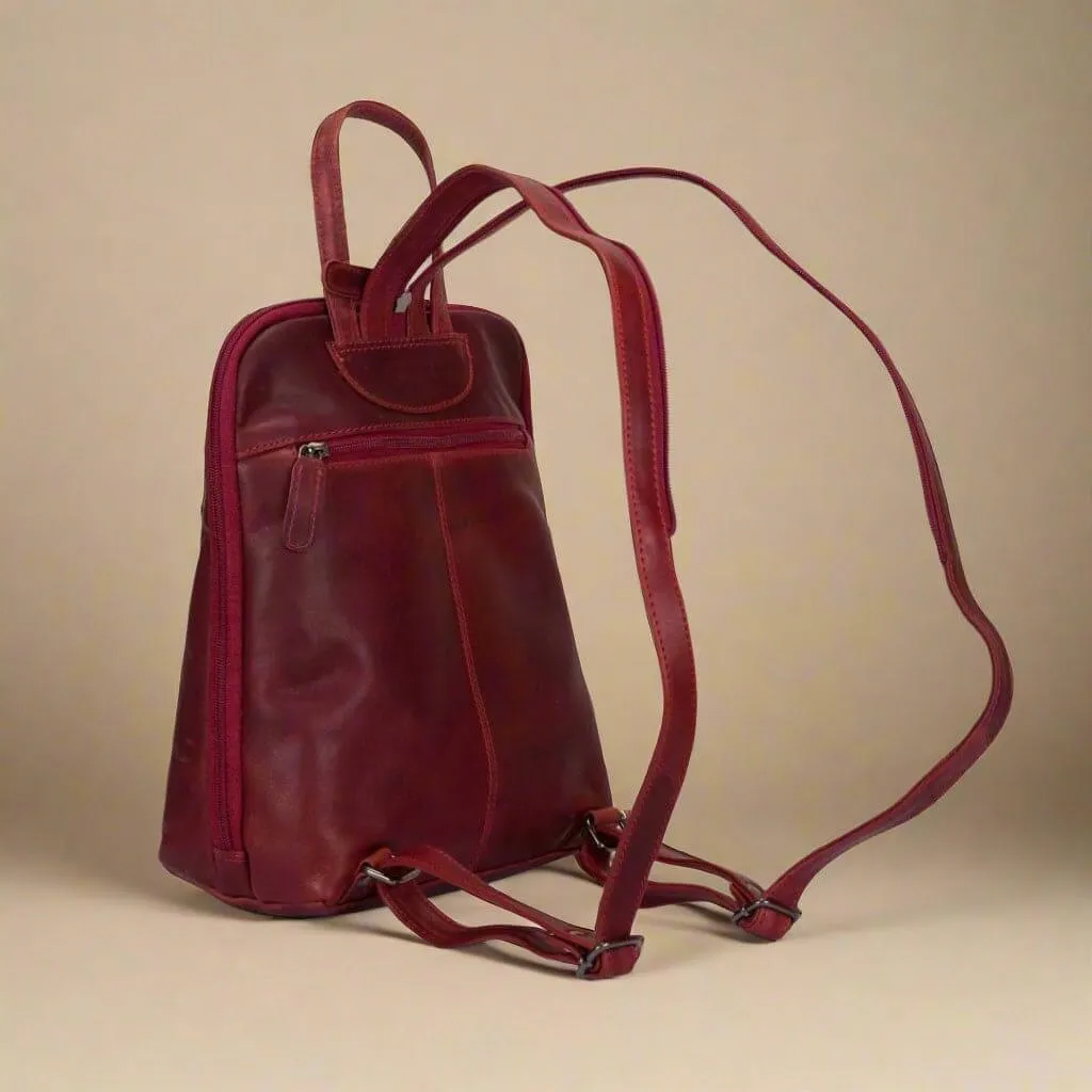 Leather Women's Backpack- Rosewood