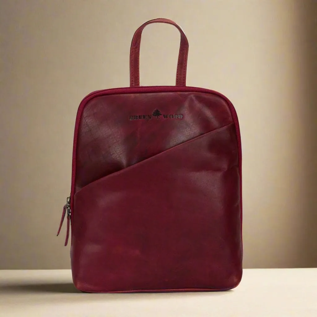 Leather Women's Backpack- Rosewood