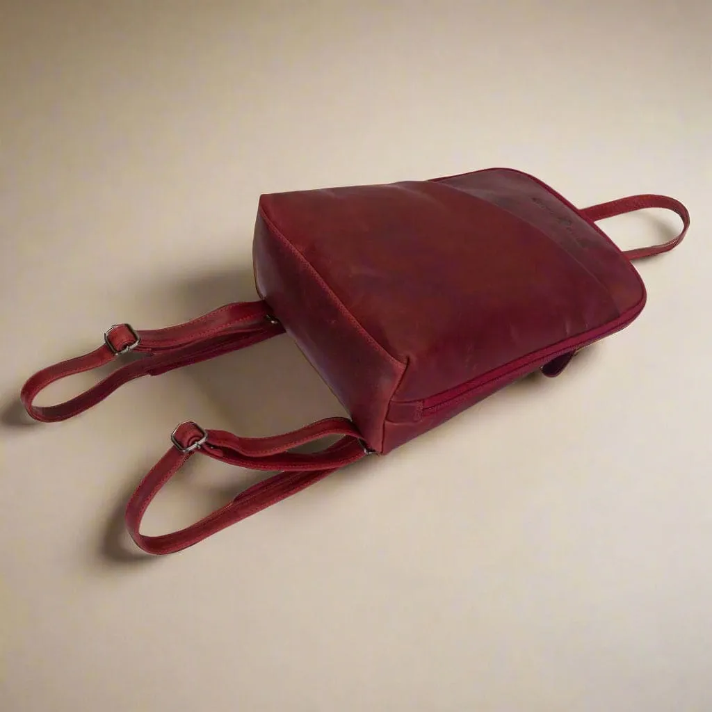 Leather Women's Backpack- Rosewood