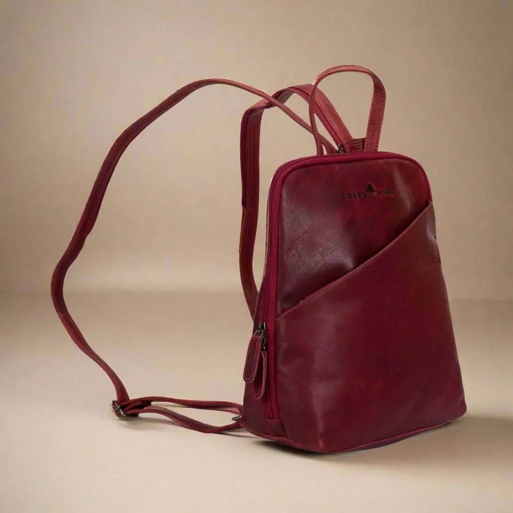 Leather Women's Backpack- Rosewood