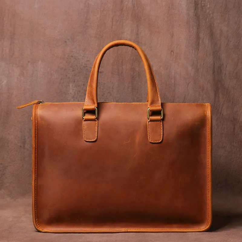 Men's 14" Luxury Laptop Top-layer Cow Leather Briefcase