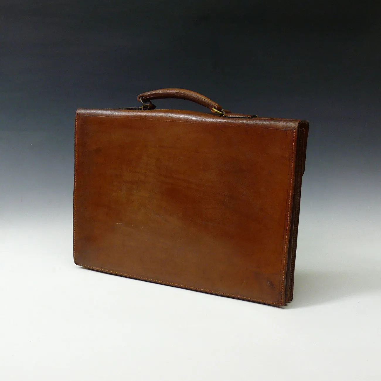 Mid Tan Leather Flap-over Briefcase