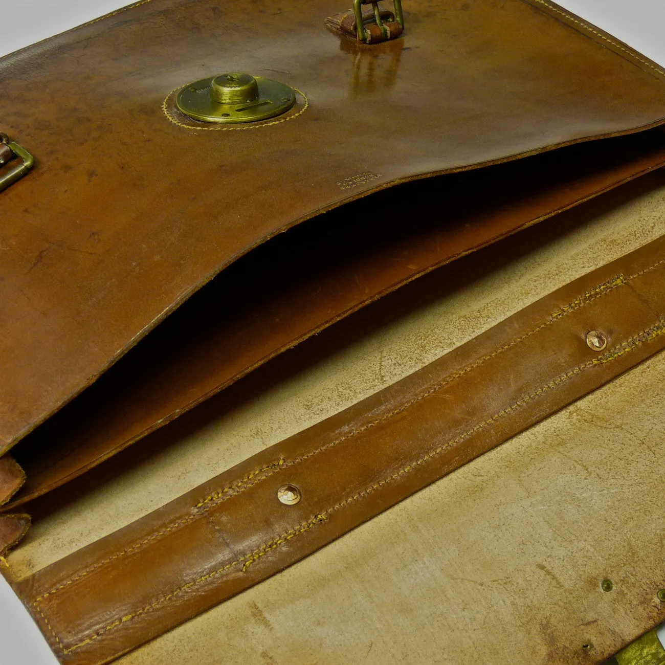 Mid Tan Leather Flap-over Briefcase