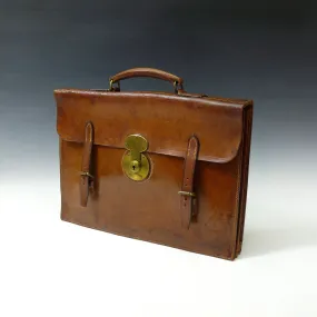 Mid Tan Leather Flap-over Briefcase