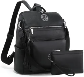MKP COLLECTION Women Fashion Backpack Purse Convertible Large Rucksack Versatile Travel Shoulder Bags Handbag Set with Tassel