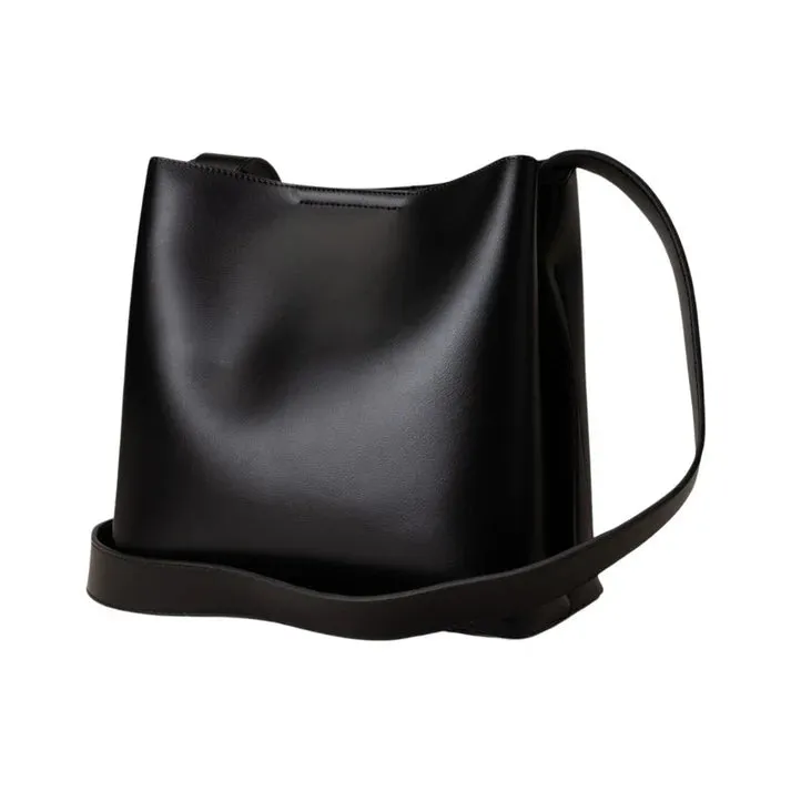 Modern Black Leather Tote Bag