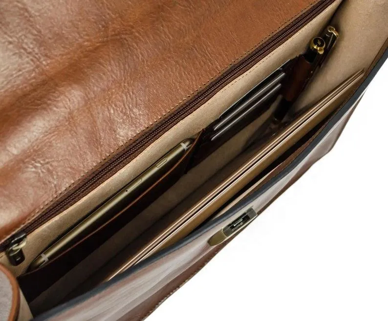 Royal Arch Chapter Briefcase - Brown Leather