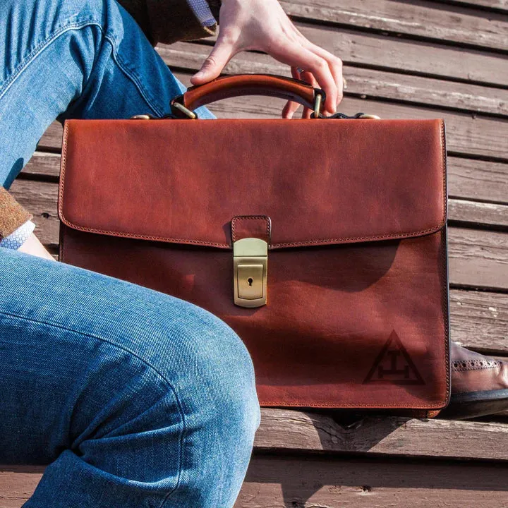 Royal Arch Chapter Briefcase - Brown Leather