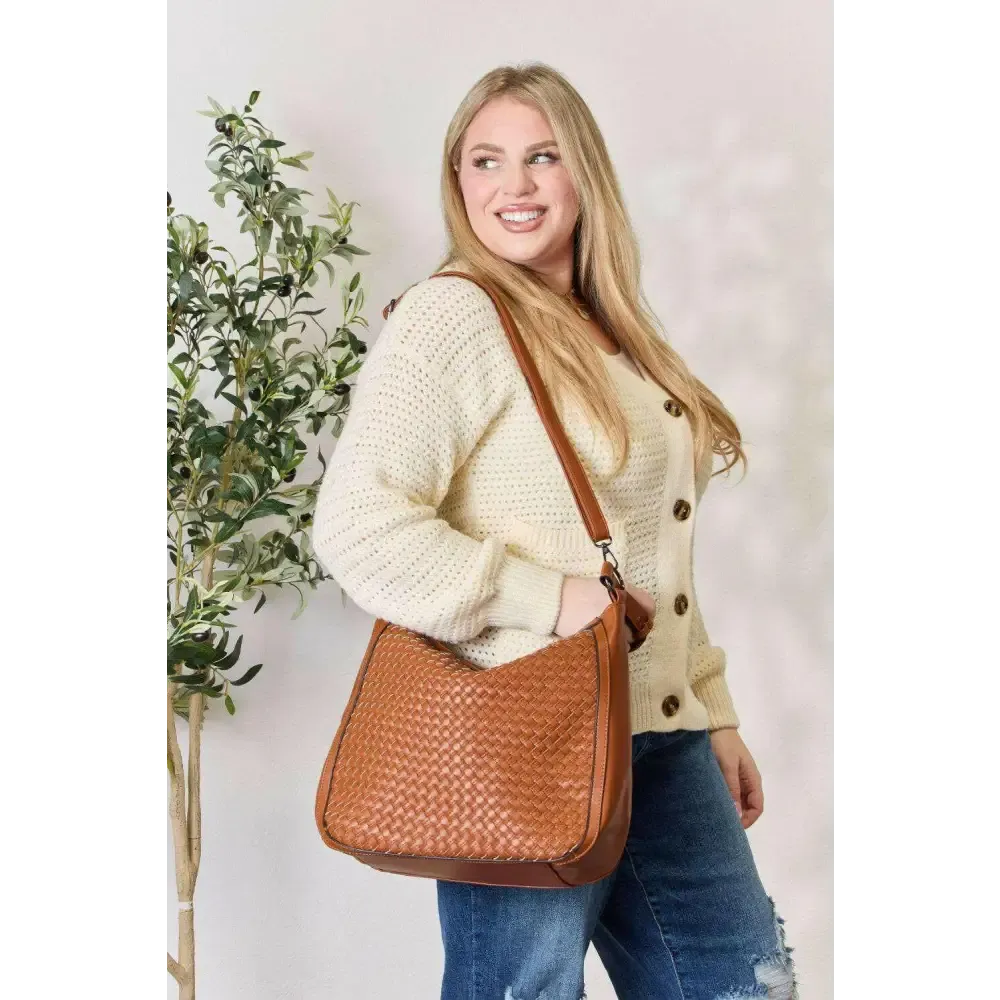 SHOMICO Elegant Weaved Vegan Leather Handbag for Luxury Fashion Women