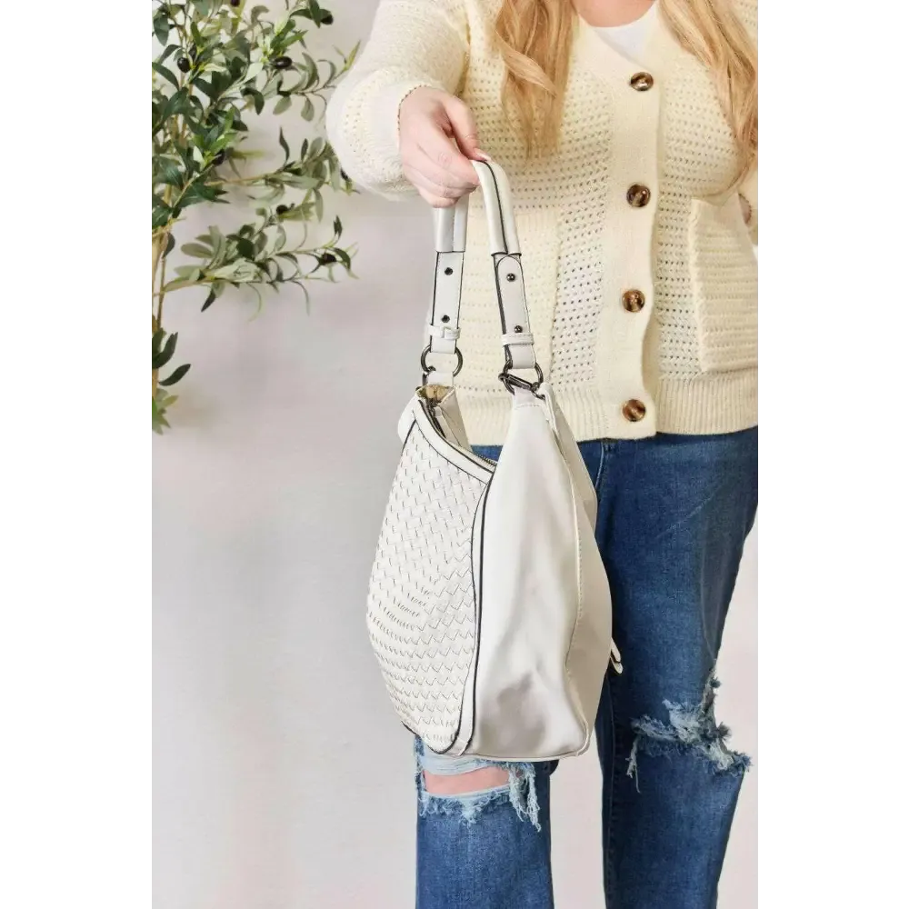 SHOMICO Elegant Weaved Vegan Leather Handbag for Luxury Fashion Women