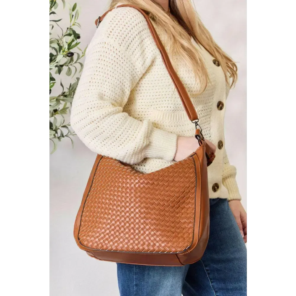 SHOMICO Elegant Weaved Vegan Leather Handbag for Luxury Fashion Women