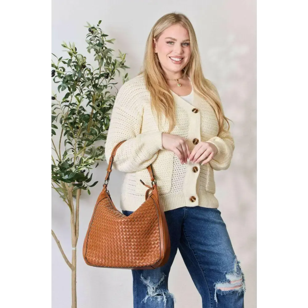 SHOMICO Elegant Weaved Vegan Leather Handbag for Luxury Fashion Women