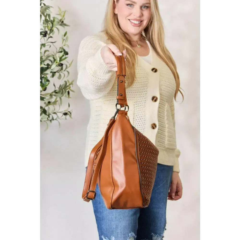 SHOMICO Elegant Weaved Vegan Leather Handbag for Luxury Fashion Women