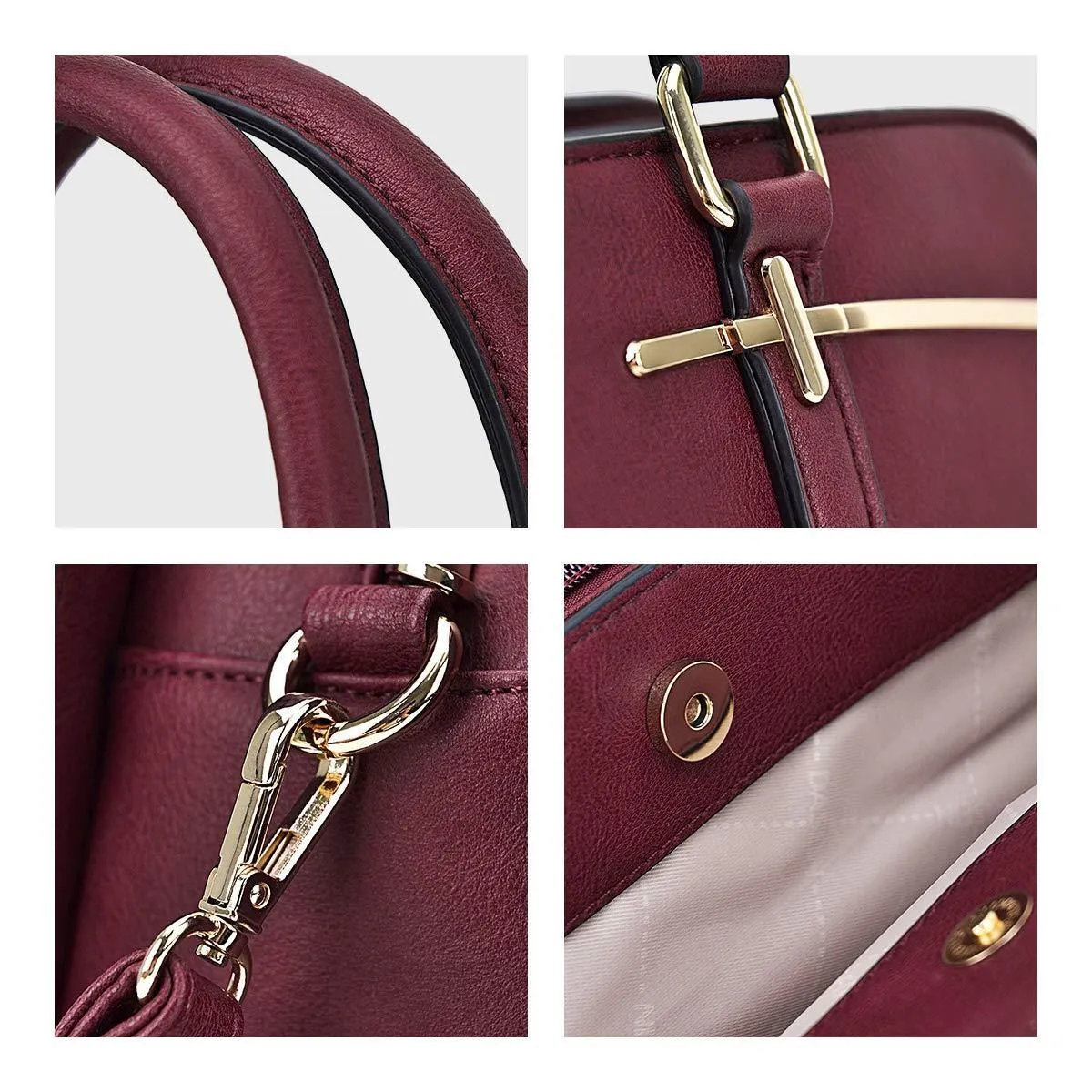 Two-Tone Vegan Leather Textured Handbag with Matching Wallet l Dasein