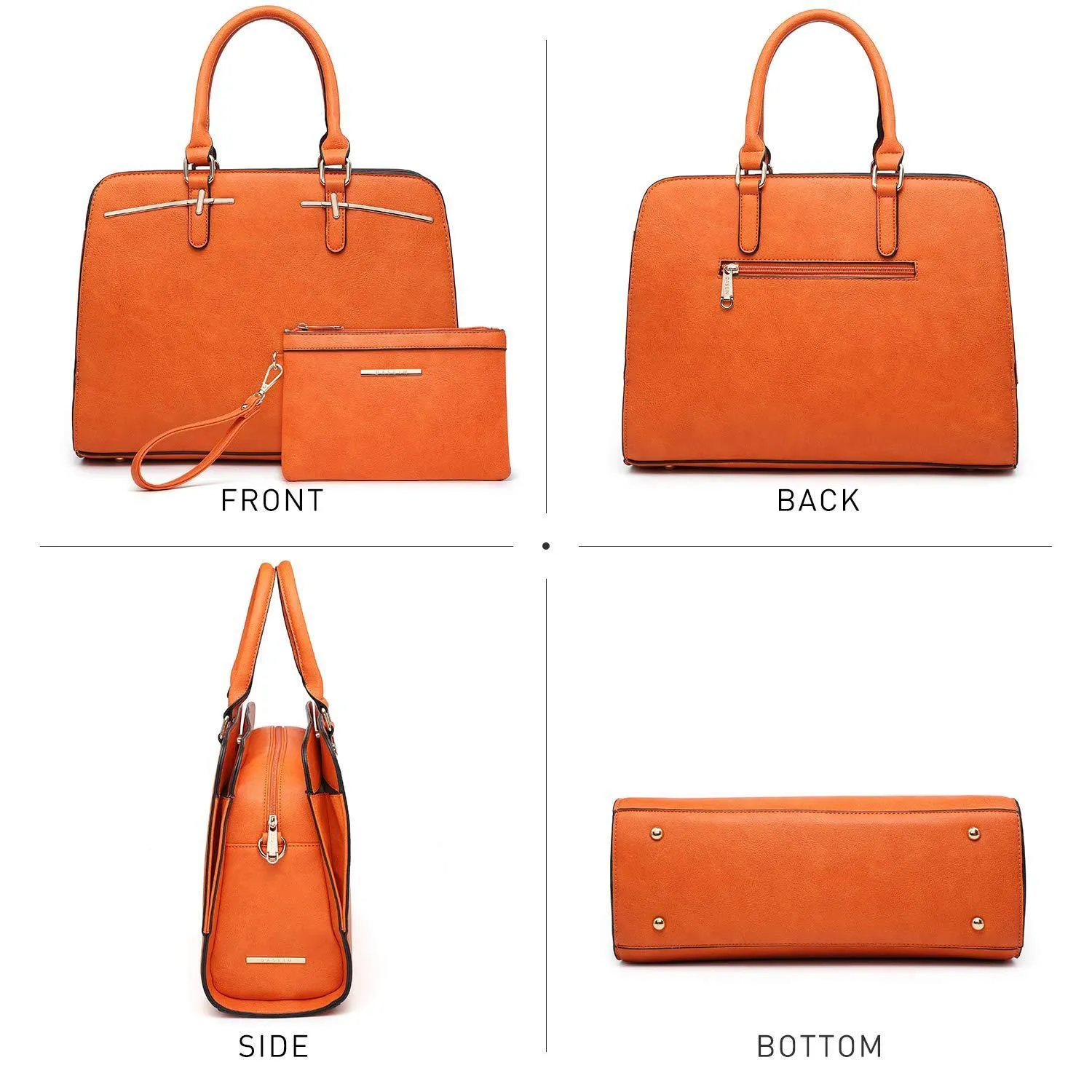 Two-Tone Vegan Leather Textured Handbag with Matching Wallet l Dasein